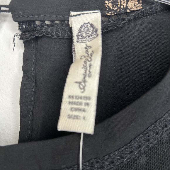 American Rag Cie Dress Junior size Large defined stretch waist black gold New - Picture 2 of 16